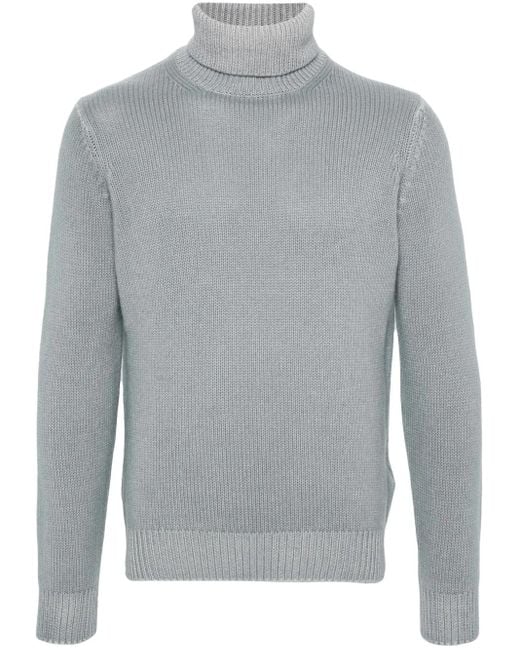 Dell'Oglio Gray Roll-Neck Knit Jumper for men