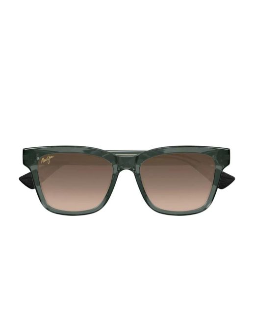 Occhiali Da Sole Squadrati Effetto Lucido di Maui Jim in Green