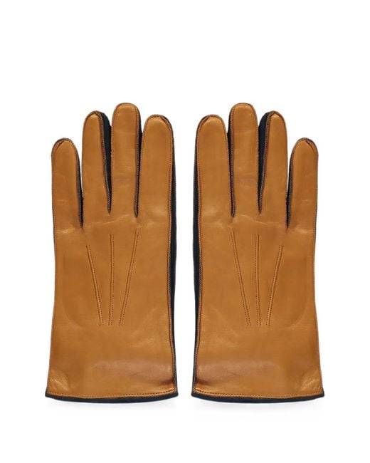 Moorer Brown Topstitched Leather Gloves for men