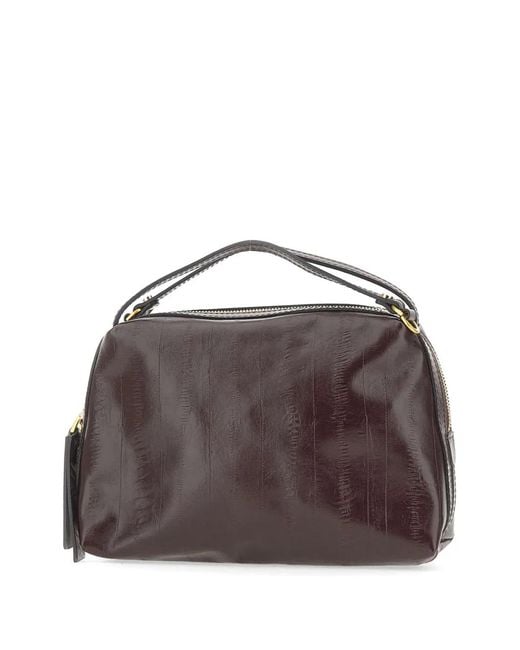Gianni Chiarini Brown Alifa Striped-Effect Leather Tote Bag