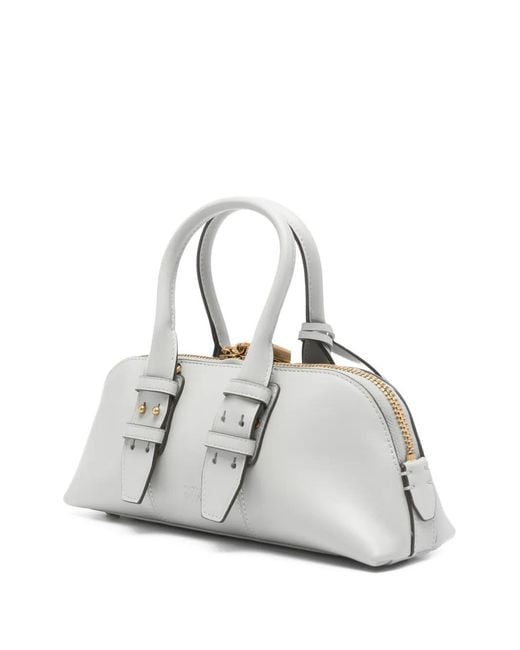Pinko White Bowling Zip-Up Tote Bag