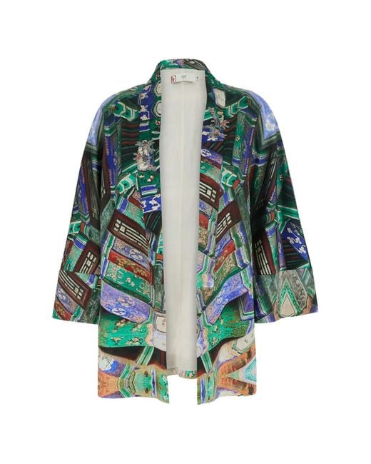 Hui Milano Blue Pappagallo Printed Kimono
