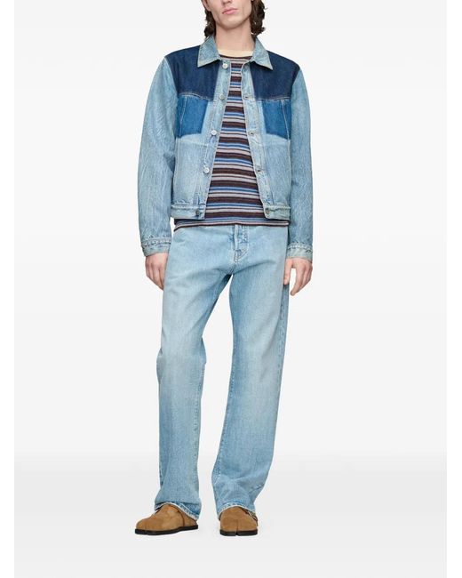 Maison Margiela Blue Patchwork Denim Jacket for men