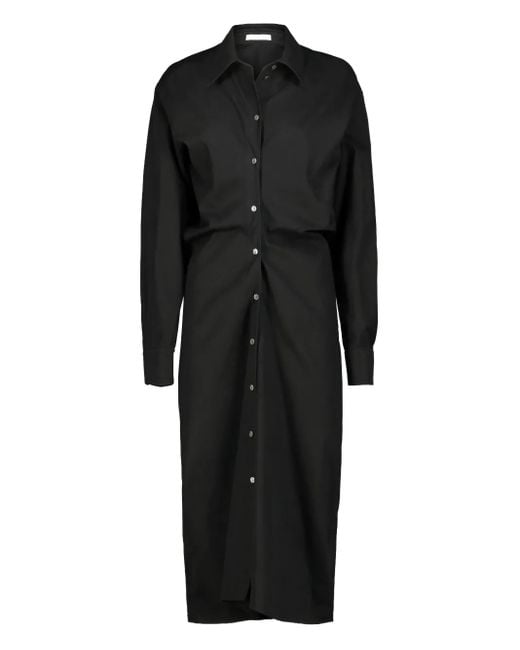 The Row Black Buttoned Shirt Midi Dress