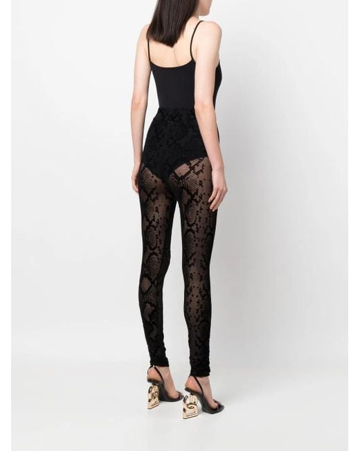 Philipp Plein Black Logo-Embroidered High-Waisted Leggings