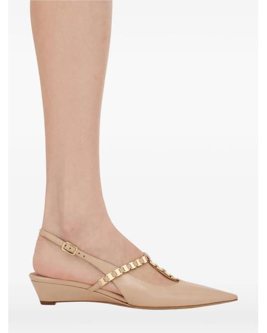 Ferragamo Natural Vara Chain Slingback