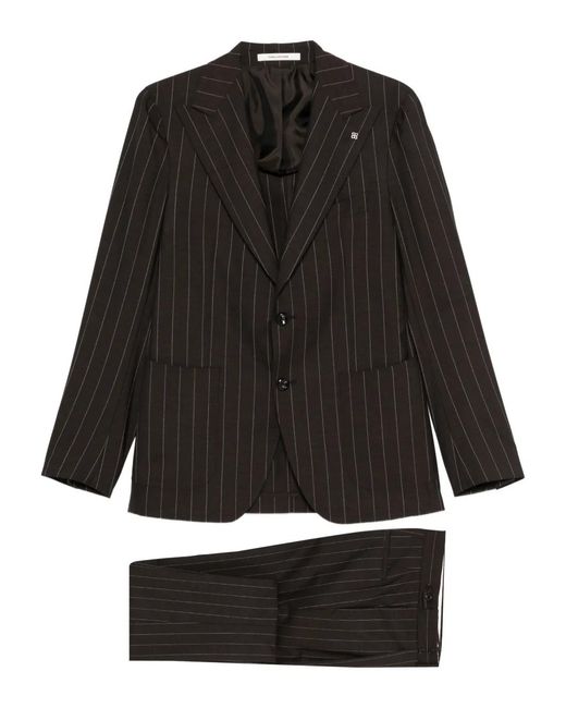 Tagliatore Black Pinstripe-Pattern Suit for men