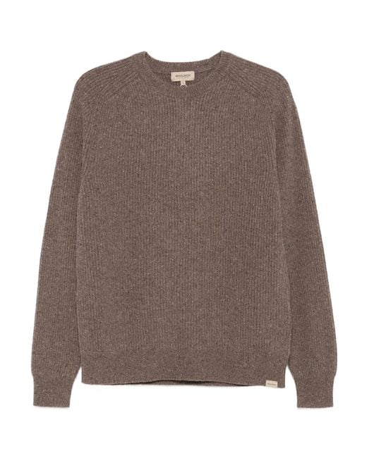 Woolrich Brown Ribbed Crew-Neck Sweater for men