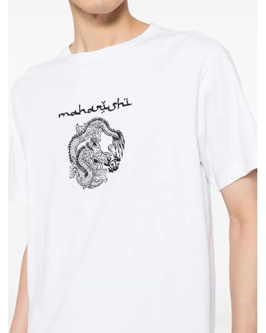 Maharishi White Thar Dragon-Embroidered T-Shirt for men