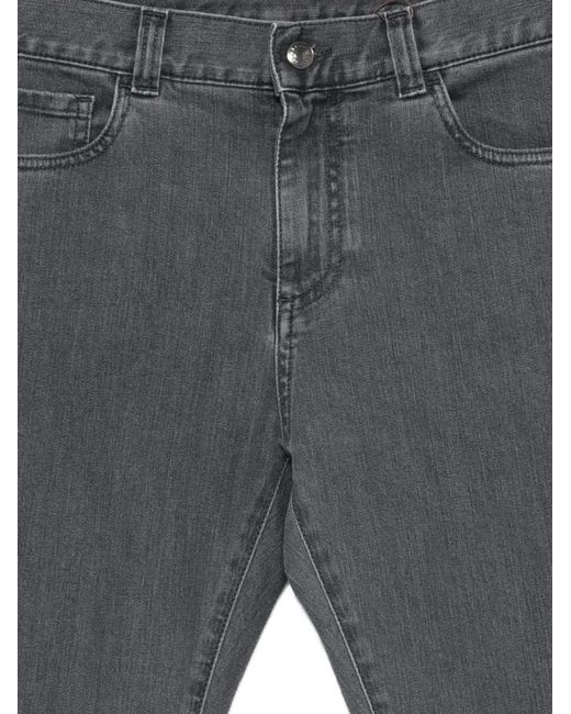Canali Gray Logo-Patch Jeans for men