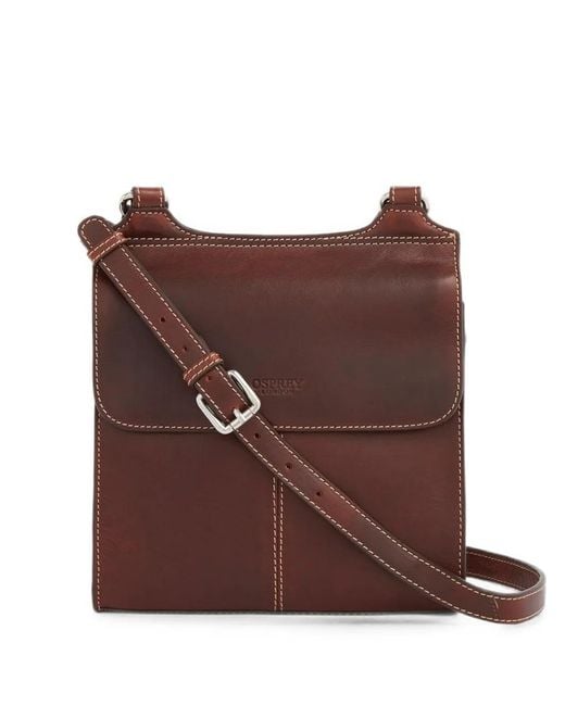 Osprey Brown The Narissa Topstitched Leather Crossbody Bag