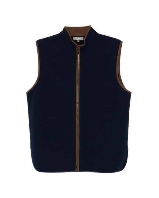 N.Peal Cashmere Blue Shaftsbury Zipped Vest for men