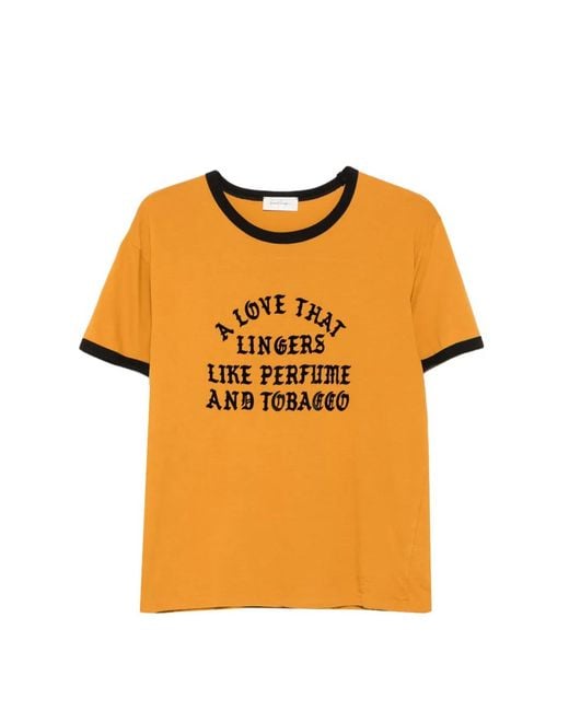 Second/Layer Orange A Love That Lingers Slogan-Print Ringer T-Shirt for men