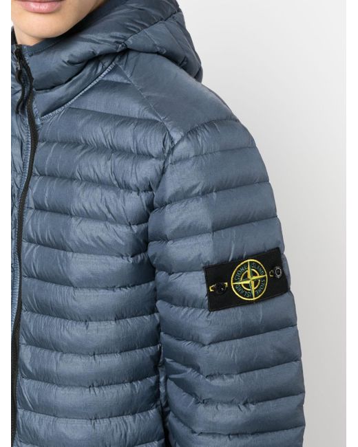Stone Island Compass-patch Hooded Padded Jacket in Blue for Men | Lyst  Australia