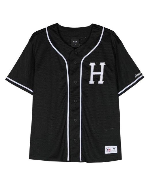 メンズ Huf ロゴパッチ ベースボールシャツ Black