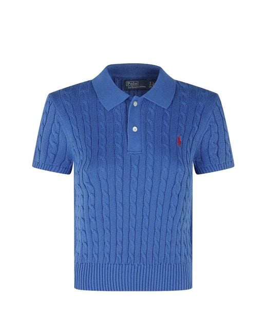 Polo Ralph Lauren Blue Cable-Knit Polo Shirt