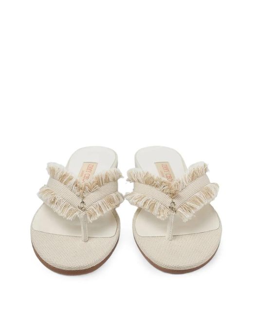 Jimmy Choo White Bay Flat Frayed Flex Canvas Flat Sandals