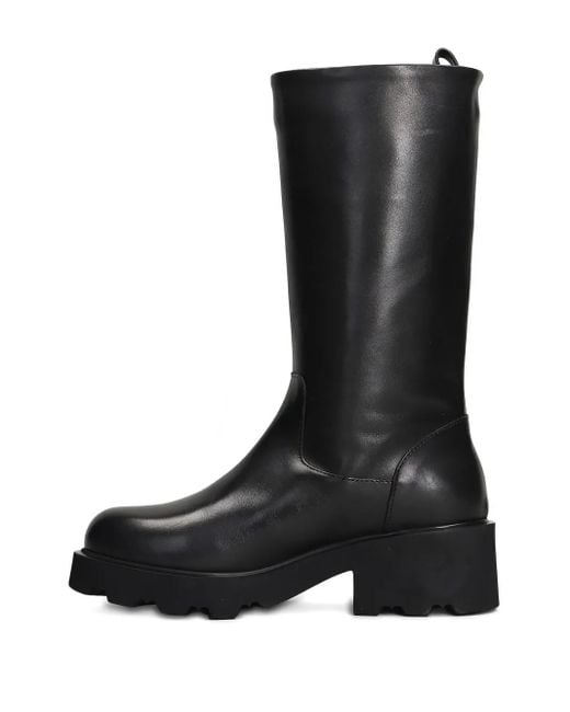 Julie Dee Black Mid-Calf Leather Boots