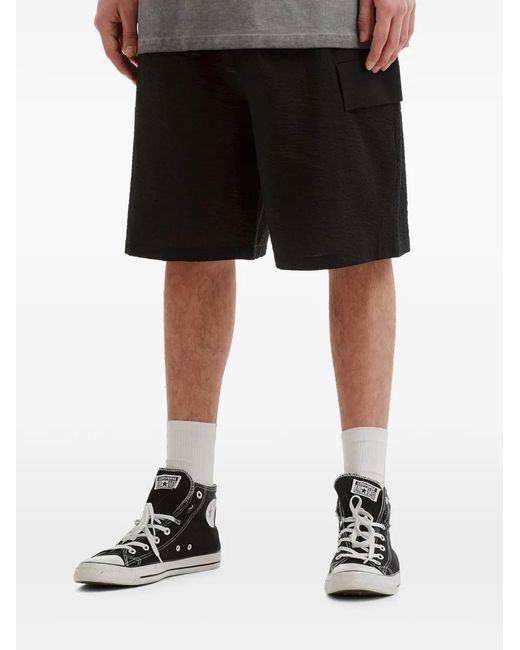 AFTERMATHS Black Cargo Shorts for men