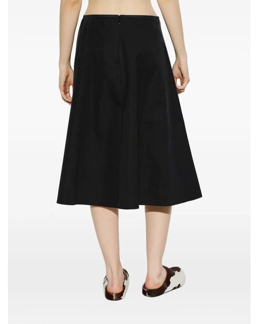 Marni Black Contrast-Stitch A-Line Midi Skirt
