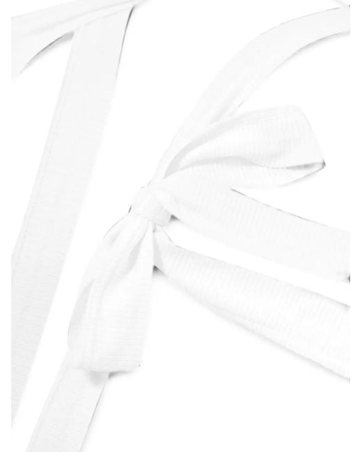 Maison Close White La Femme Amazone Ribbed Wrap Top