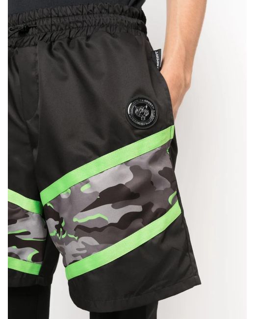 Philipp Plein Green Camouflage-Print Layered Legging for men