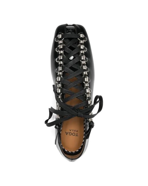 Toga Black Lace-Up Pumps