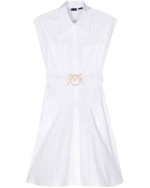 Robe-chemise en coton à design sans manches Pinko en coloris White