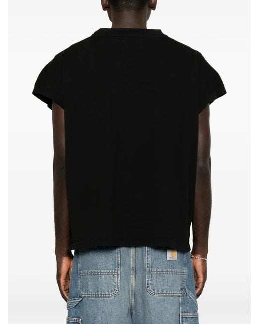 Rhude Black Logo-Embroidered Cap-Sleeve T-Shirt for men