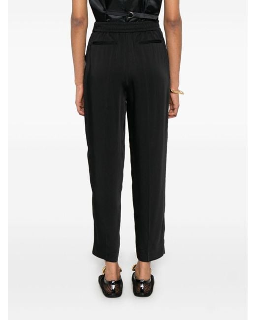 PT Torino Black Elasticated-waistband Cropped Trousers