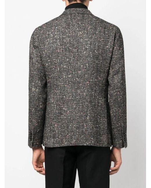 Tagliatore Gray Speckle-Knit Wool-Blend Blazer for men