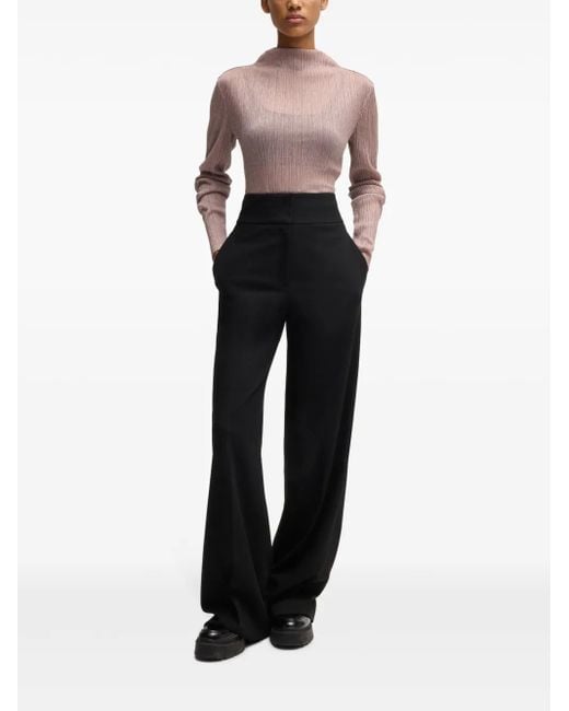 HUGO Brown Plissé-Effect Blouse