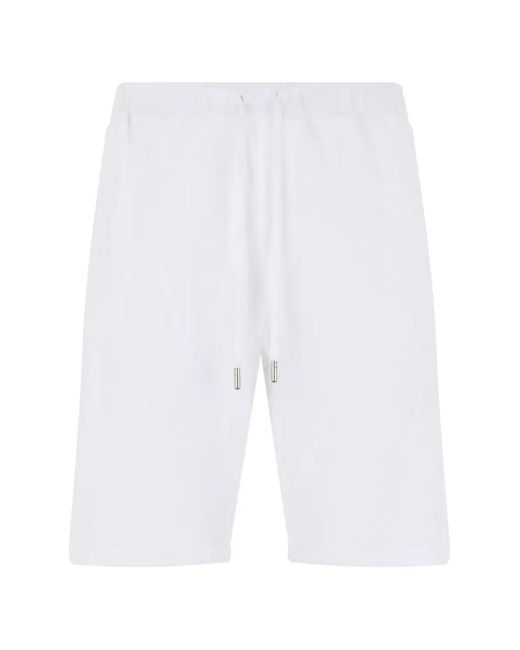 Fedeli White Drawstring Elasticated-Waist Shorts for men