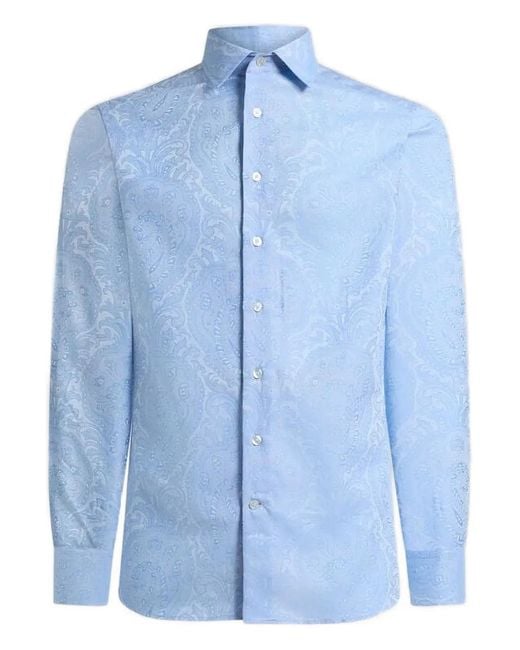 Etro Blue Roma Cotton Shirt for men