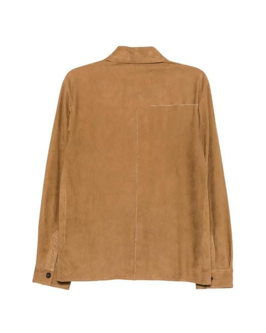 Arma Brown Lamb Suede Button-Up Jacket for men