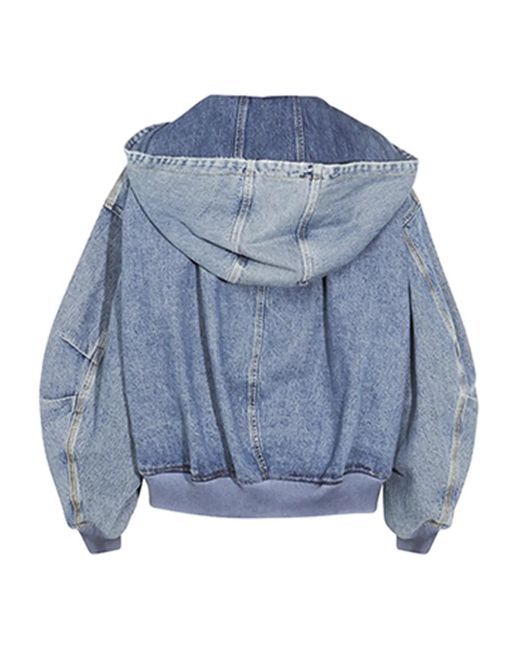 The Attico Blue Hooded Denim Bomber Jacket