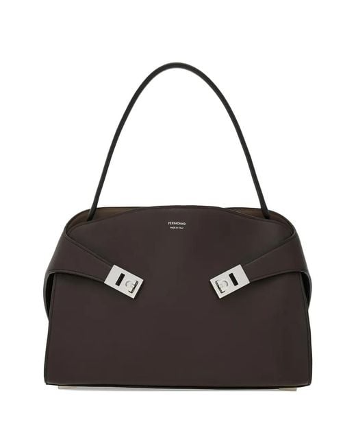 Ferragamo Black Hug Soft Shoulder Bag (M)