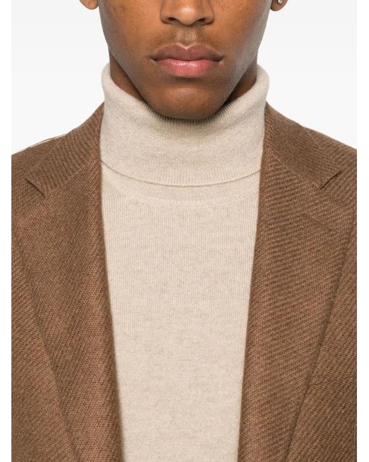 Fedeli Natural Turtleneck Cashmere Sweater for men