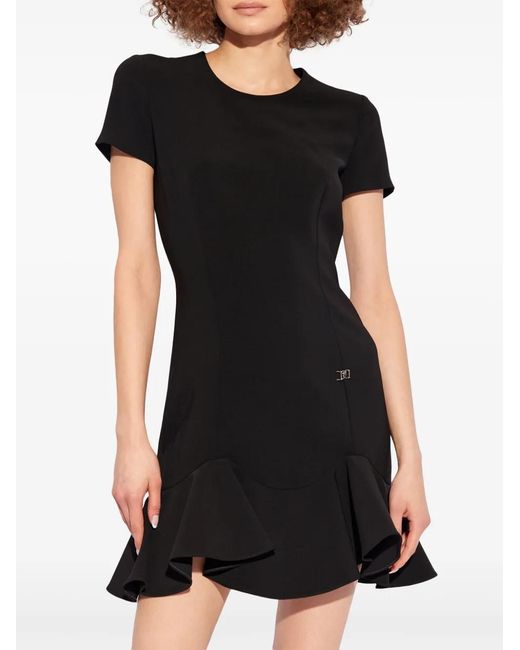 DSquared² Black Ruffled-Hem Mini Dress