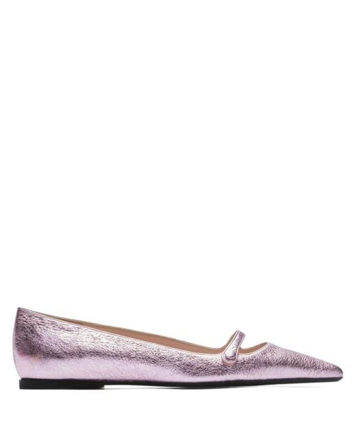 N°21 Pink Metallic Leather Ballerina Shoes