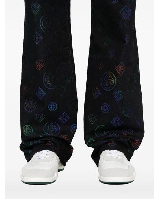 Casablanca Blue Logo-Pattern Jeans for men
