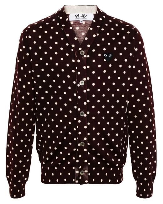 COMME DES GARÇONS PLAY Blue Polka-Dot Wool Cardigan for men