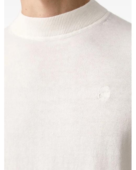 Karl Lagerfeld White Logo-Patch Mock-Neck Sweater for men