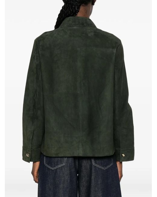 Max Mara Green Button-Fastening Suede Jacket