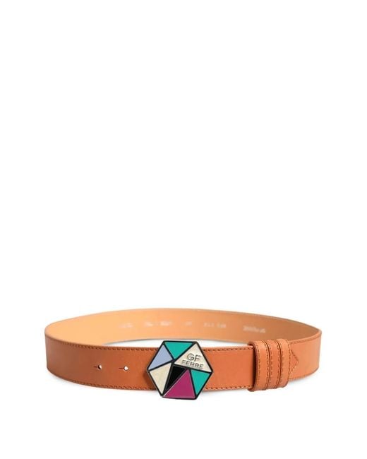 Gianfranco Ferré Natural Hexagon-Buckle Leather Belt