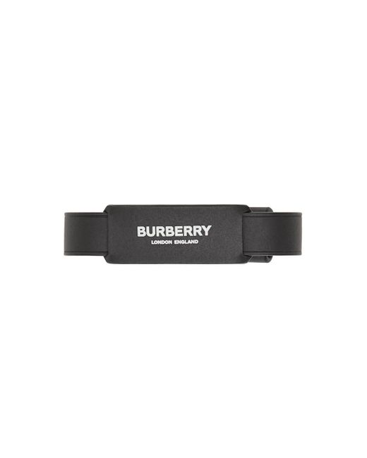 Burberry Black Logo Print Leather Bracelet for men