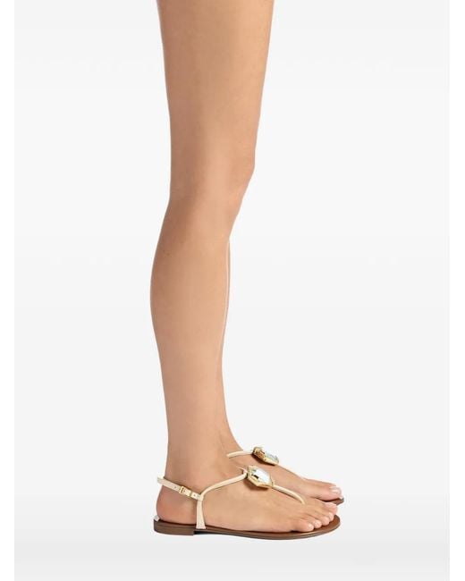 Giuseppe Zanotti White Patrice Crystal Adjustable-Strap Flat Sandals