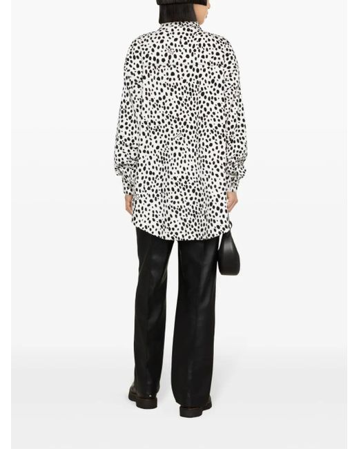 Moschino White Dalmatian-Print Shirt Jacket