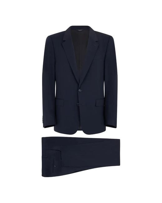 Dolce & Gabbana Blue Single-Breasted Virgin-Wool Suit for men