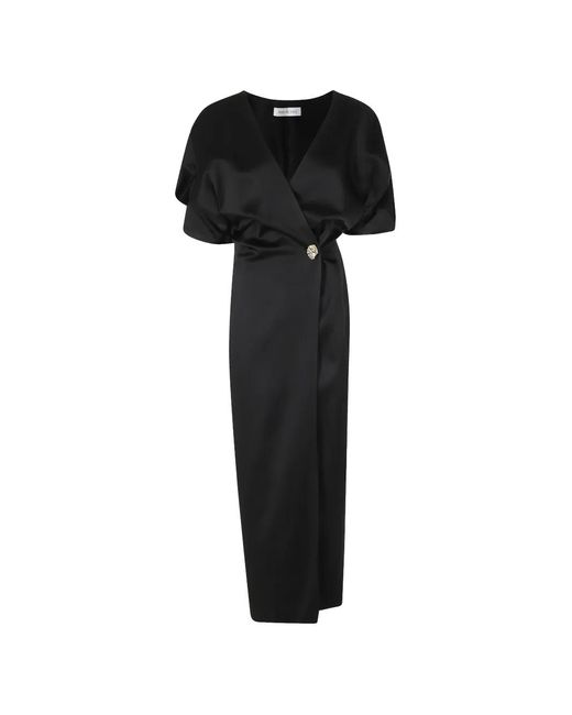 Raquel Diniz Black Anastasia Draped Midi Dress